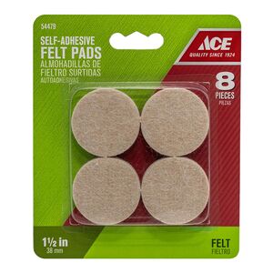 Ace 8-Piece Self Adhesive Round Felt Pads Brown 1.5inch